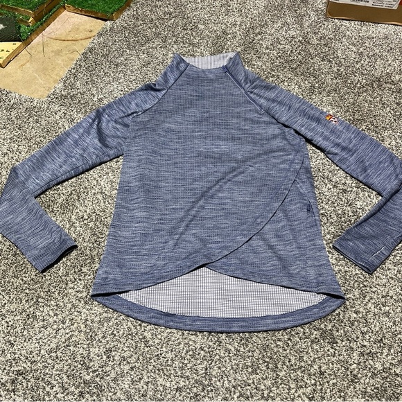 IBKUL Pullover Womens Medium Blue 1/4 Zip Asymmetrical Mock Neck Active UPF 50 - Picture 1 of 10